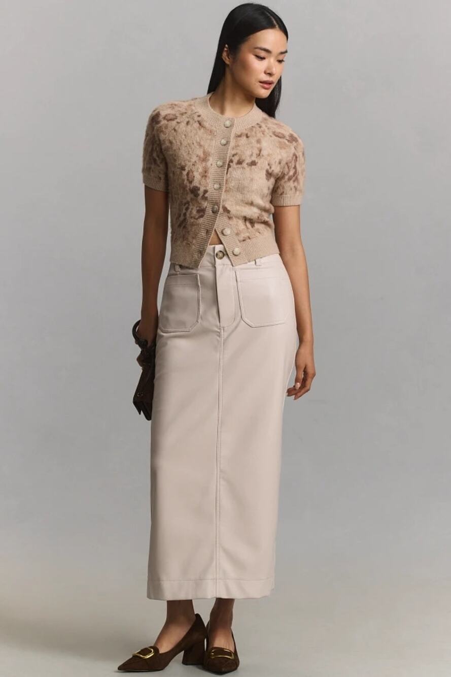 NWT Anthropologie The Colette Faux-Leather Maxi Skirt by Maeve $148 X-SMALL